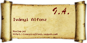 Iványi Alfonz névjegykártya